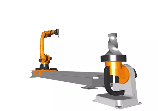 KUKA robot using multiple axes for fabrication